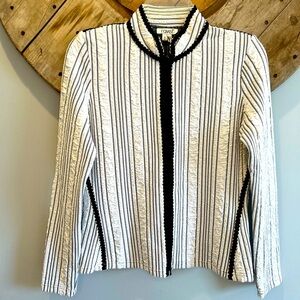 Black-and-white striped Ravel cardigan, light jacket, top with front zipper-M